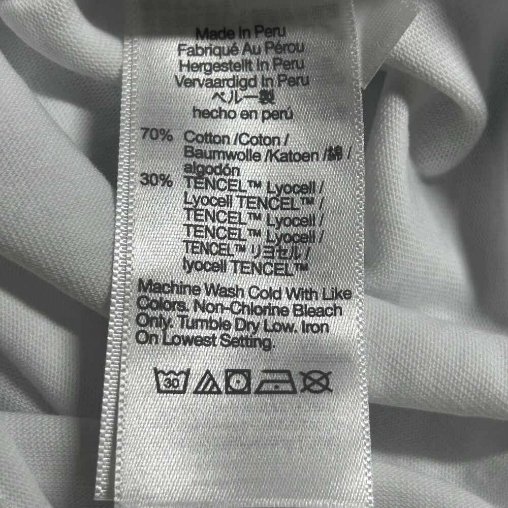 Madewell Women's Side Cinch Crewneck Stitching Detail White Tee Top XS New - Picture 9 of 9